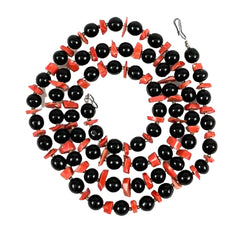Black Onyx & Coral Beaded Necklace 8mm
