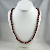 Black Onyx & Coral Beaded Necklace 8mm
