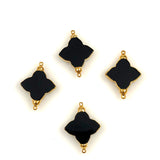 Black Onyx & Gold Quatrefoil Pendants