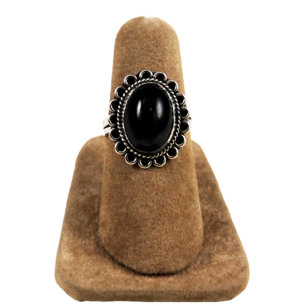 Black Onyx Sterling Ring 5½ Vintage