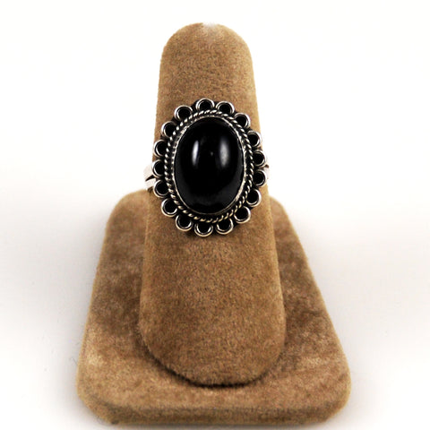 Black Onyx Sterling Ring 5½ Vintage