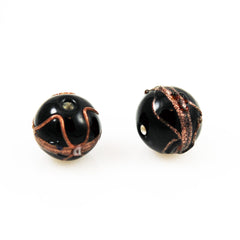 Black Wedding Cake Beads 16mm Rounds (2)