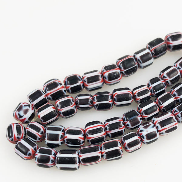 Black White Red Chevron Beads Vintage Italian – Estatebeads
