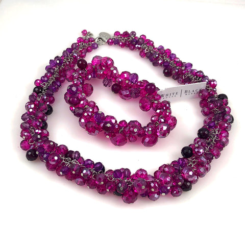 Fuchsia Crystal Necklace & Bracelet Set by White House Black Market NWT