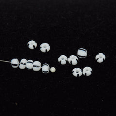 Black & White Venetian Striped Glass Beads (24)