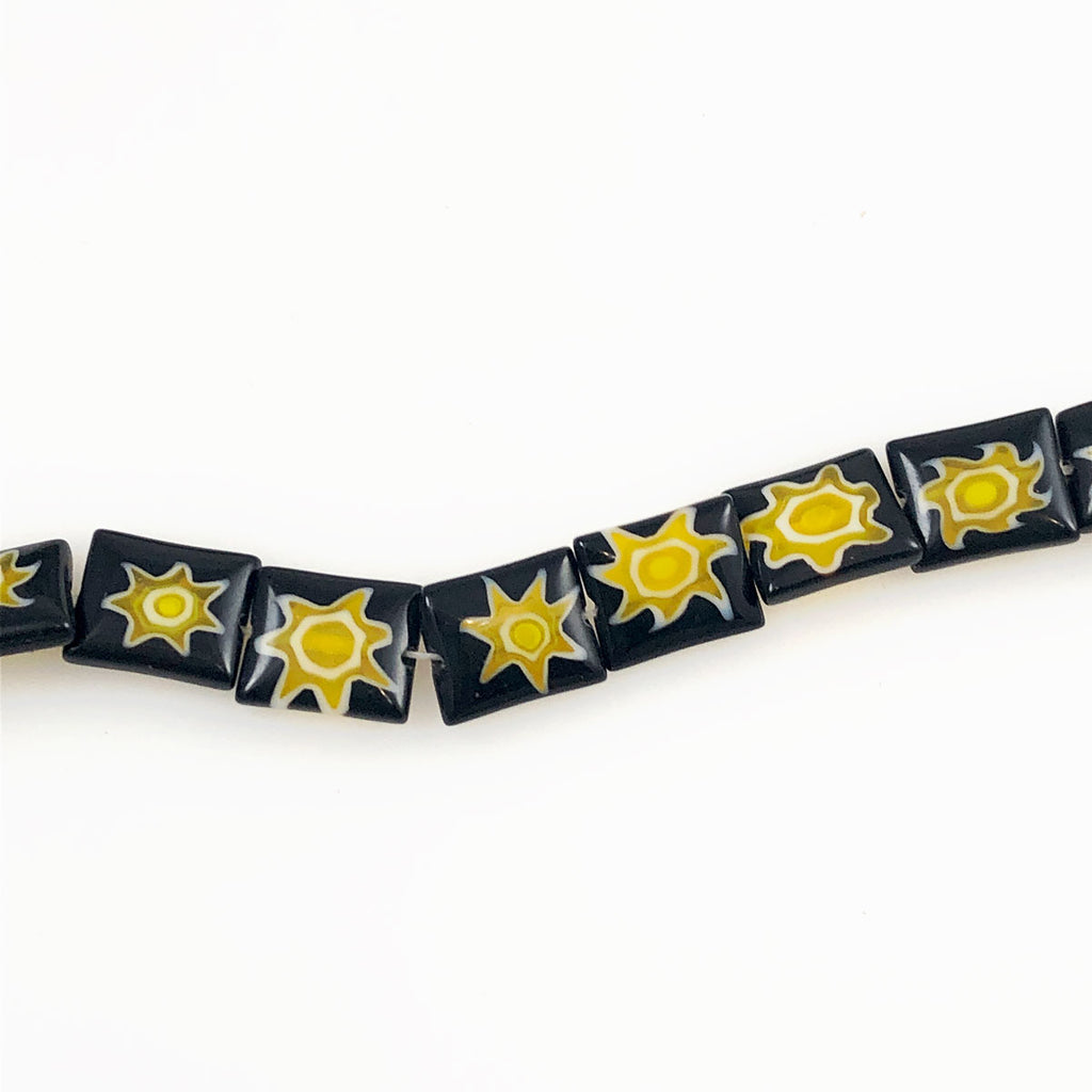 Black & Yellow Star Millefiori Beads Estate Beads & Jewelry