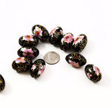 Cloisonne Black Oval Beads Vintage Chinese