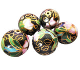 Vintage black cloisonne beads