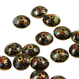 Vintage Black Cloisonne Saucer Beads Chinese