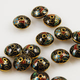 Vintage Black Cloisonne Saucer Beads Chinese