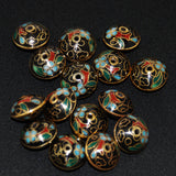 Black Cloisonne Saucer Beads Chinese Vintage