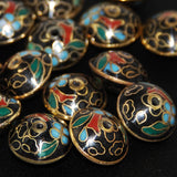 Vintage Black Cloisonne Saucer Beads 