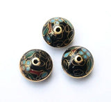 Black Cloisonne Saucer Beads Chinese 