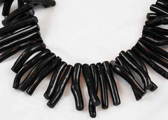 Black Coral Stick Beads Strands Rare Natural AA Vintage