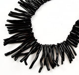 Vintage Extra Long Black Coral Stick Beads