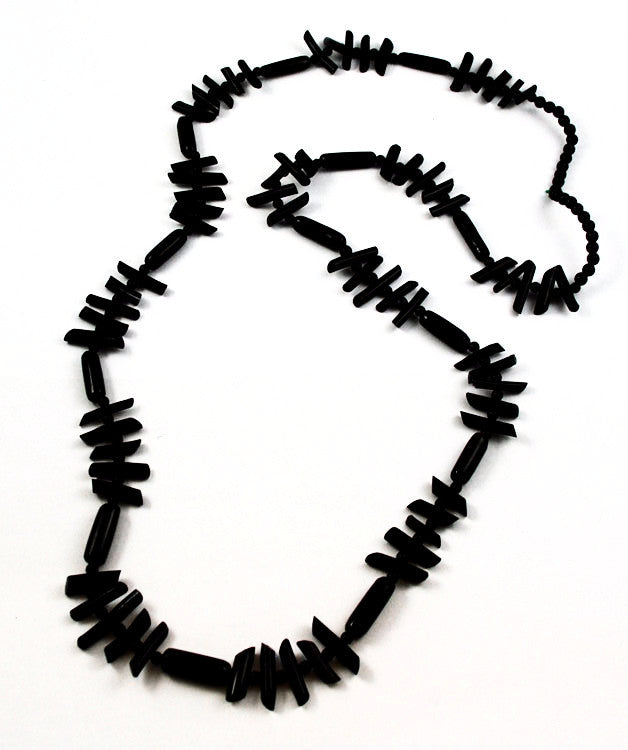 Extra Long Black Branch Coral Necklace Vintage