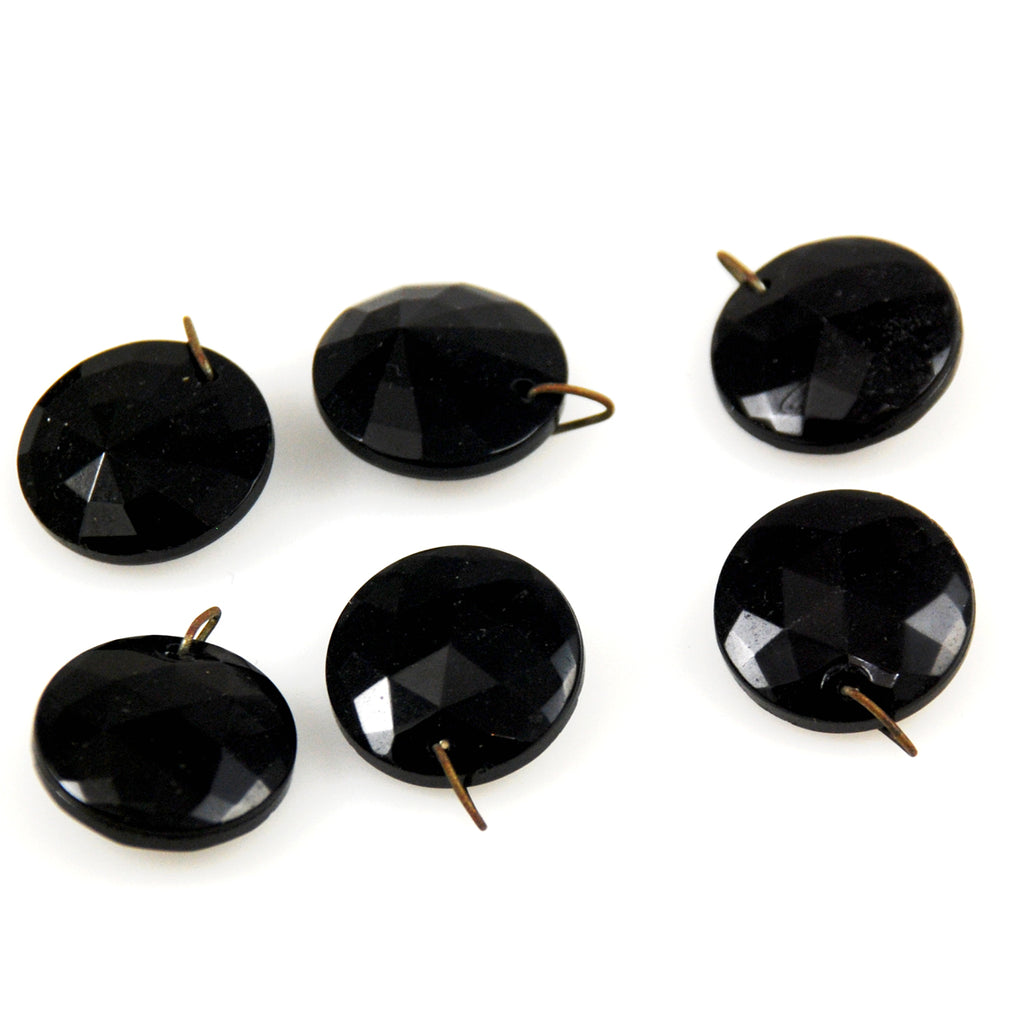 Faceted Black Dangler Pendant Beads