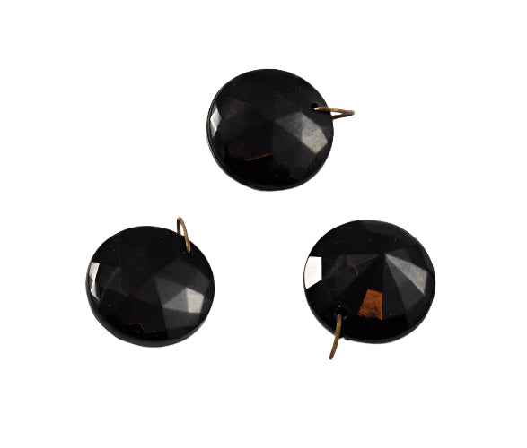Faceted Black Dangler Pendant Beads - Vintage  (6)