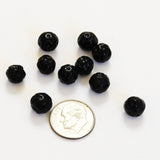 Black Dimpled Glass 8mm Beads