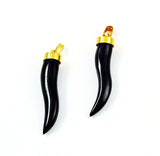Lucky black horn tusk pendants