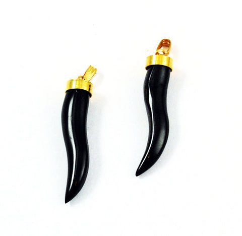 Lucky black horn tusk pendants