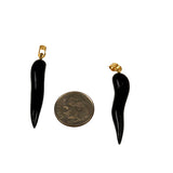 Black Horn Tusk Pendants Gold Bail