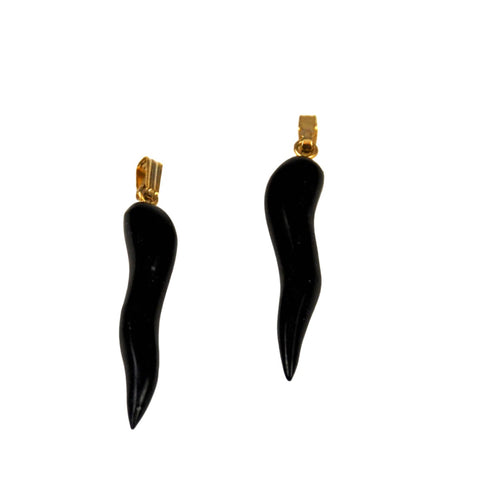 Black Horn Tusk Pendants Gold Bail