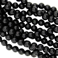 Black Onyx Round Gemstone Beads - Full strand