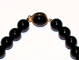 Black Coral Necklace 12mm Rounds Gold Filled Clasp