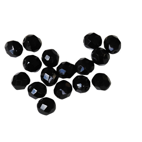 Black Faceted Glass Beads