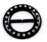 Black Plastic Rhinestone Buckle 1960's