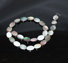 Black or Dark Gray Mother of Pearl Oval Beads