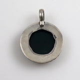 Large Bloodstone Round Pendant Sterling Silver