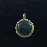 Large Bloodstone Round Pendant Sterling Silver