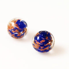 Blue and Copper Murano Lamp Work Beads - Sommerso - 2 beads 15mm