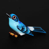 Blue Wood Bird Pin Brooch