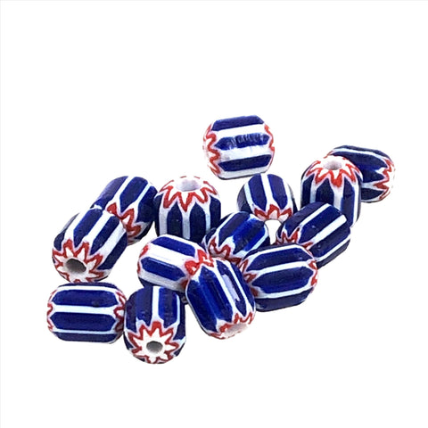 Blue, White Red Chevron Beads Vintage Italian