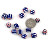 Blue, White Red Chevron Beads Vintage Italian