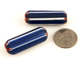Blue, White & Red Chevron Glass Tube Beads