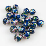 Vintage Cloisonne Blue Round Beads 