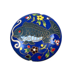 Blue Cloisonne Fish Pendant Vintage Chinese