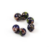 Cloisonne Cobalt Blue Round Beads Vintage Chinese (6)