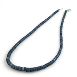 Blue Denim Heishi Coral Necklace Gold Clasp