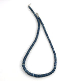 Blue Denim Heishi Coral Necklace Gold Clasp