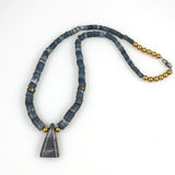 Blue Denim Coral Necklace Vintage