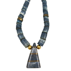 Blue Denim Coral Necklace Vintage