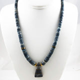 Blue Denim Coral Necklace Vintage 1970"s