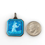 Blue Enamel St. Christopher Medal Silver