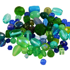 Vintage Blue and Green Glass Bead Mix