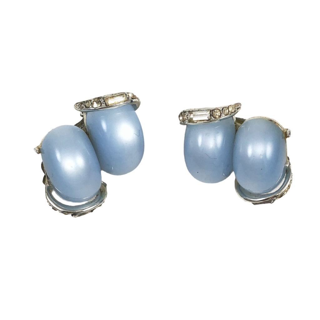 Vintage Kramer Blue Moonglow Earrings Clip On